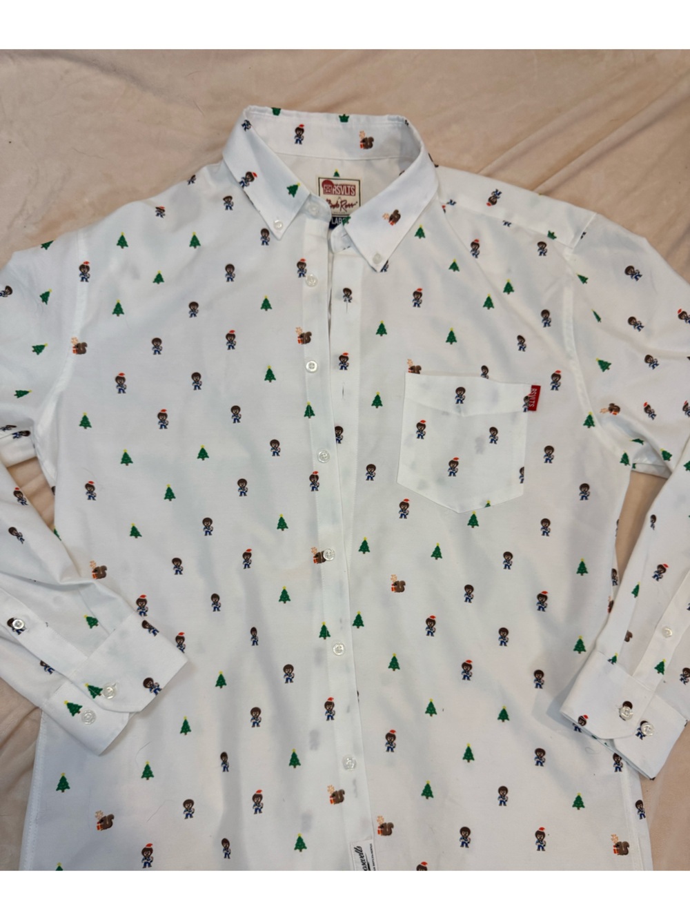 RSVLTS Bob Ross Christmas long sleeve button down large